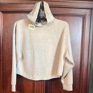 Umgee Beige Hoodie with Plaid Lining Size Medium